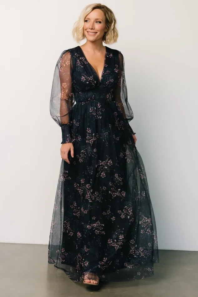 Baltic Born Tulle Styles Women Layla Tulle Maxi Dress Metallic Blue Pink