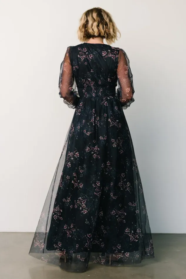 Baltic Born Tulle Styles Women Layla Tulle Maxi Dress Metallic Blue Pink