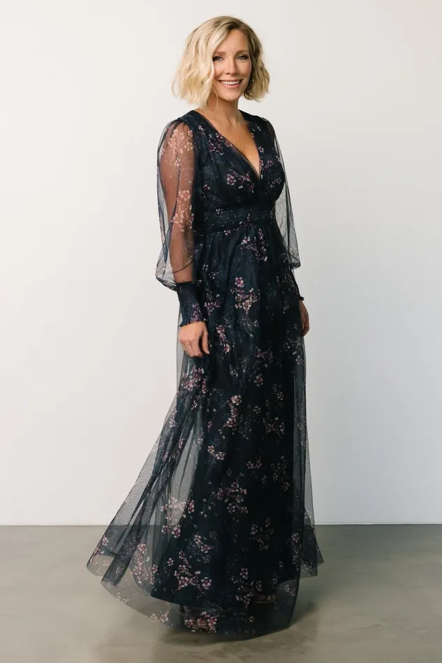 Baltic Born Tulle Styles Women Layla Tulle Maxi Dress Metallic Blue Pink