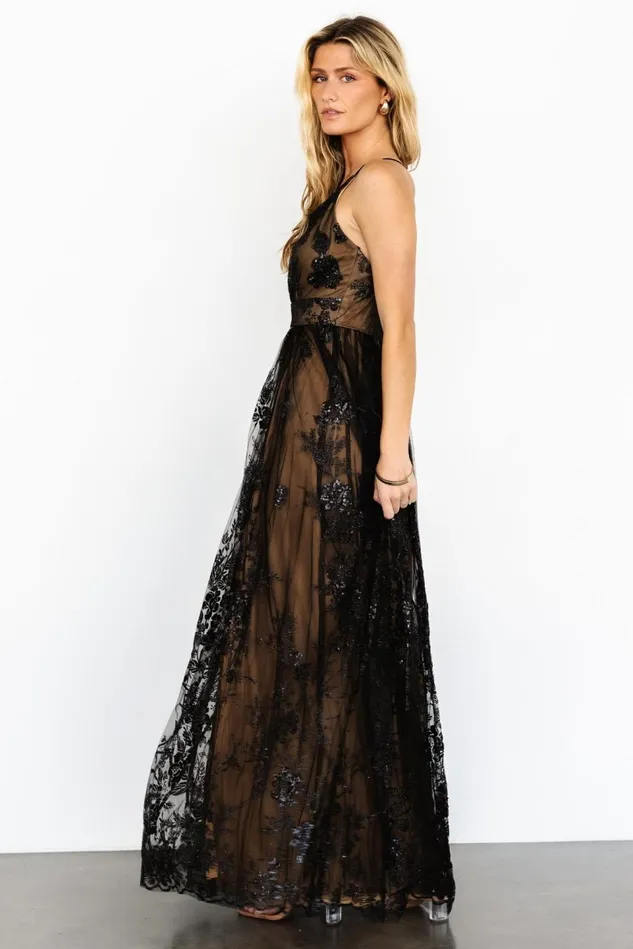 Baltic Born Tulle Styles Women Lucienne Shimmer Maxi Gown Black Nude Baltic Born Tulle Styles Women Lucienne Shimmer Maxi Gown Black Nude
