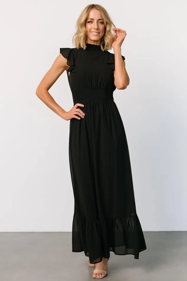 Baltic Born Wedding Guest Women Kearny Ruffle Maxi Dress Black