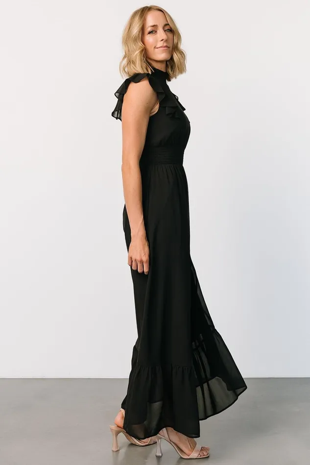 Baltic Born Wedding Guest Women Kearny Ruffle Maxi Dress Black Baltic Born Wedding Guest Women Kearny Ruffle Maxi Dress Black