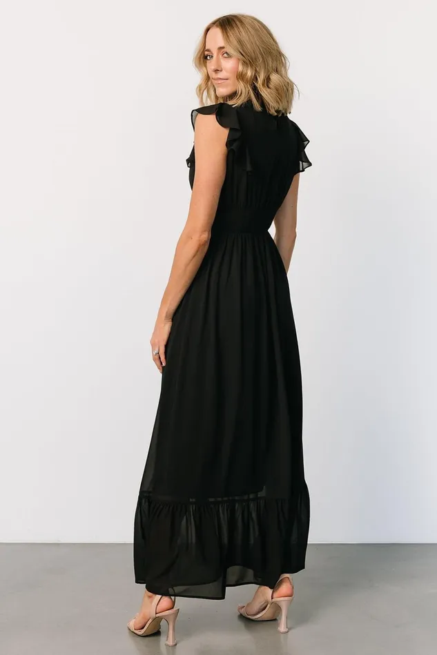 Baltic Born Wedding Guest Women Kearny Ruffle Maxi Dress Black Baltic Born Wedding Guest Women Kearny Ruffle Maxi Dress Black