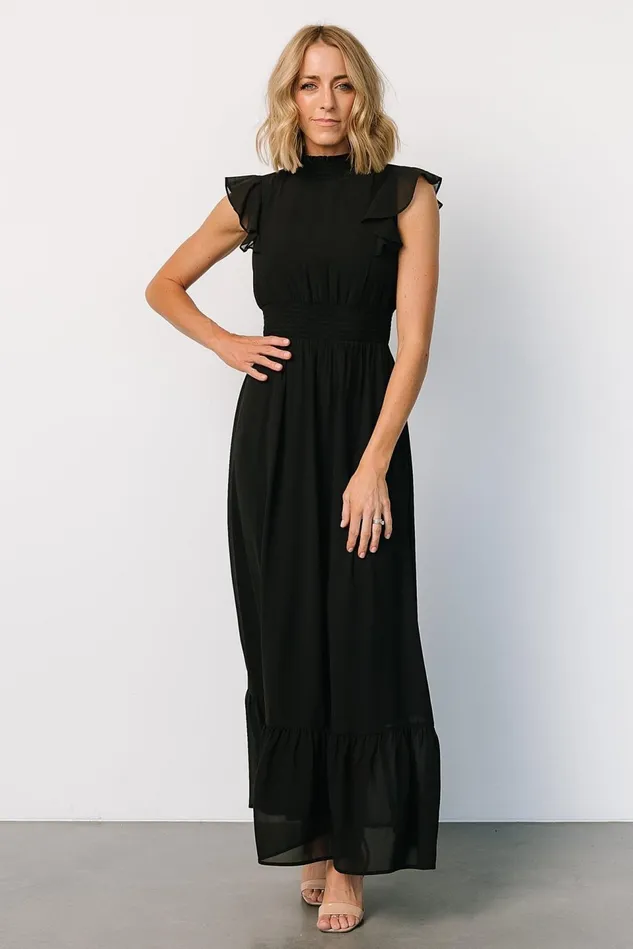 Baltic Born Wedding Guest Women Kearny Ruffle Maxi Dress Black Baltic Born Wedding Guest Women Kearny Ruffle Maxi Dress Black