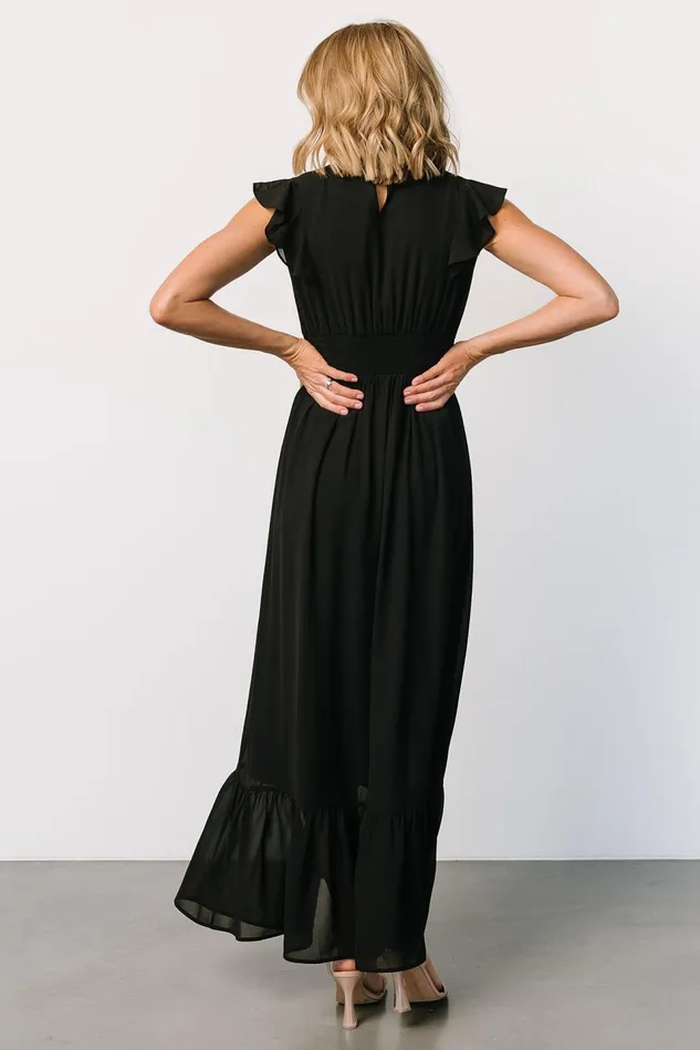 Baltic Born Wedding Guest Women Kearny Ruffle Maxi Dress Black Baltic Born Wedding Guest Women Kearny Ruffle Maxi Dress Black