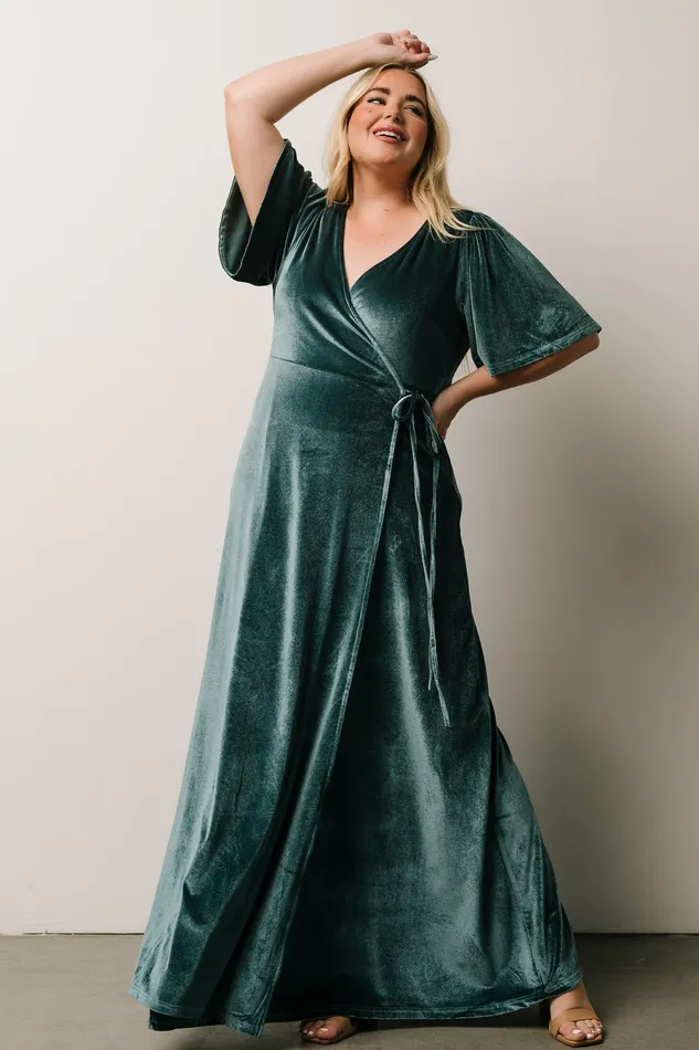 Baltic Born Wedding Guest Women Meghan Velvet Wrap Maxi Dress Persian Blue Baltic Born Wedding Guest Women Meghan Velvet Wrap Maxi Dress Persian Blue
