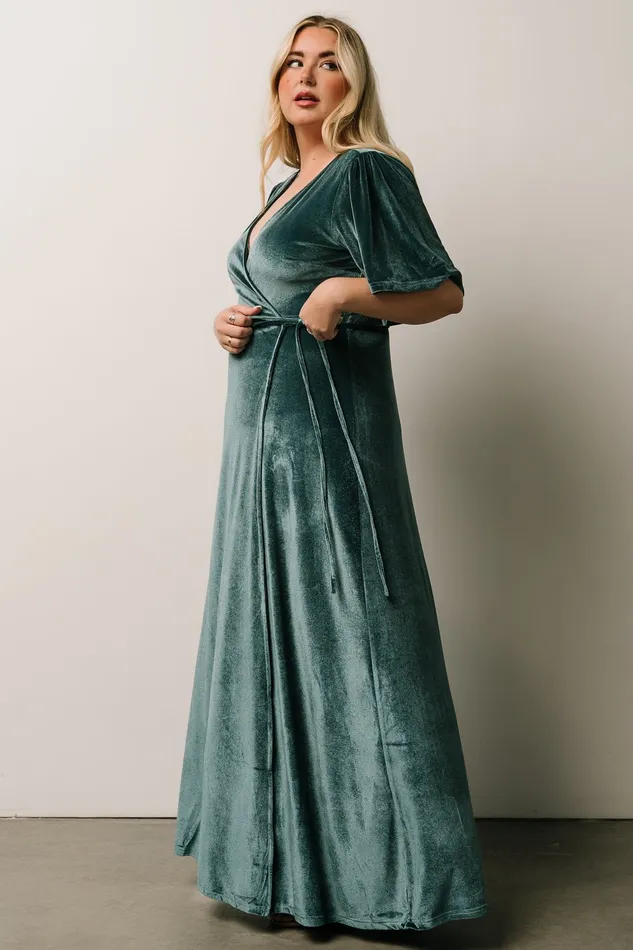 Baltic Born Wedding Guest Women Meghan Velvet Wrap Maxi Dress Persian Blue Baltic Born Wedding Guest Women Meghan Velvet Wrap Maxi Dress Persian Blue