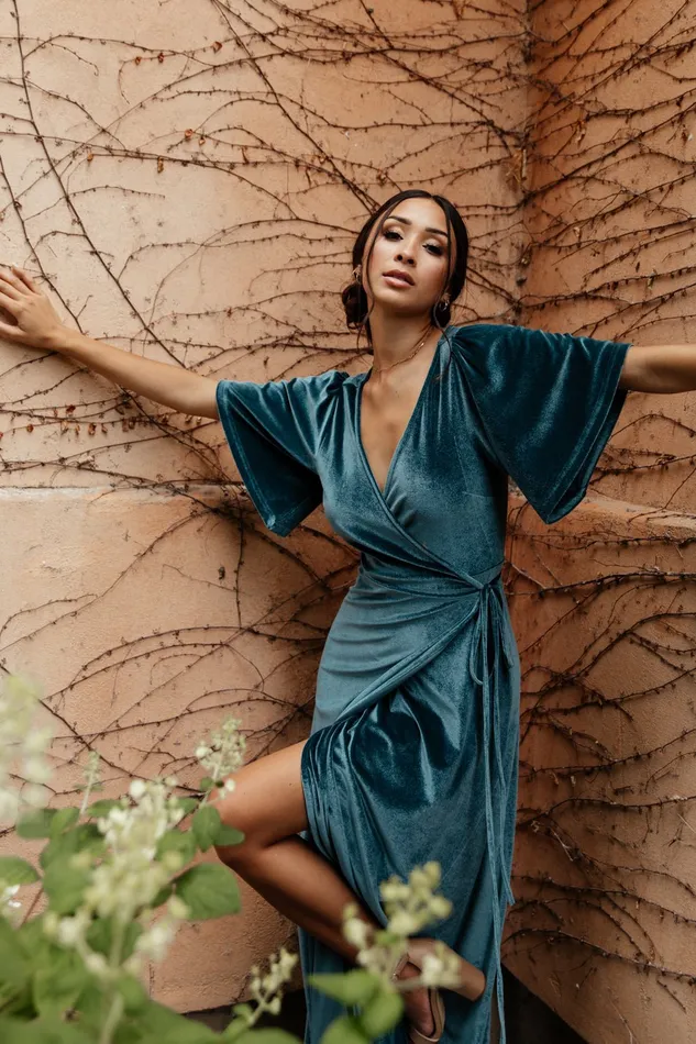 Baltic Born Wedding Guest Women Meghan Velvet Wrap Maxi Dress Persian Blue Baltic Born Wedding Guest Women Meghan Velvet Wrap Maxi Dress Persian Blue