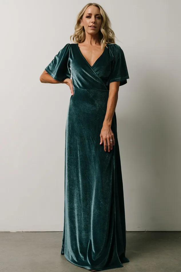 Baltic Born Wedding Guest Women Meghan Velvet Wrap Maxi Dress Persian Blue Baltic Born Wedding Guest Women Meghan Velvet Wrap Maxi Dress Persian Blue