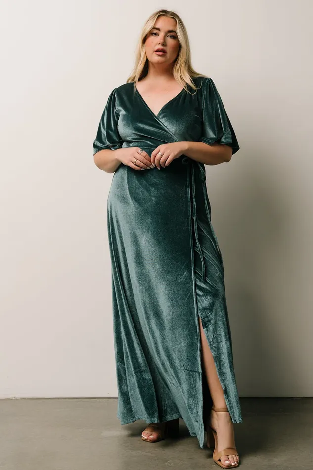 Baltic Born Wedding Guest Women Meghan Velvet Wrap Maxi Dress Persian Blue Baltic Born Wedding Guest Women Meghan Velvet Wrap Maxi Dress Persian Blue