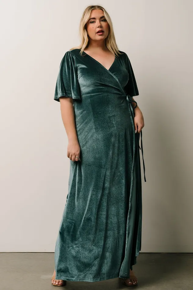 Baltic Born Wedding Guest Women Meghan Velvet Wrap Maxi Dress Persian Blue Baltic Born Wedding Guest Women Meghan Velvet Wrap Maxi Dress Persian Blue