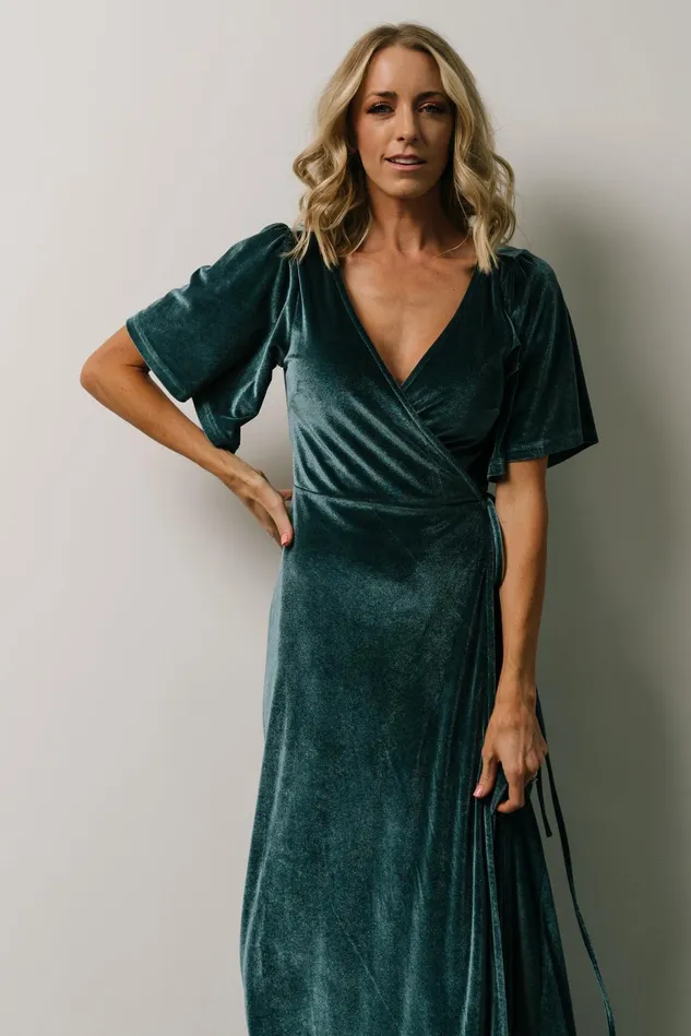 Baltic Born Wedding Guest Women Meghan Velvet Wrap Maxi Dress Persian Blue Baltic Born Wedding Guest Women Meghan Velvet Wrap Maxi Dress Persian Blue