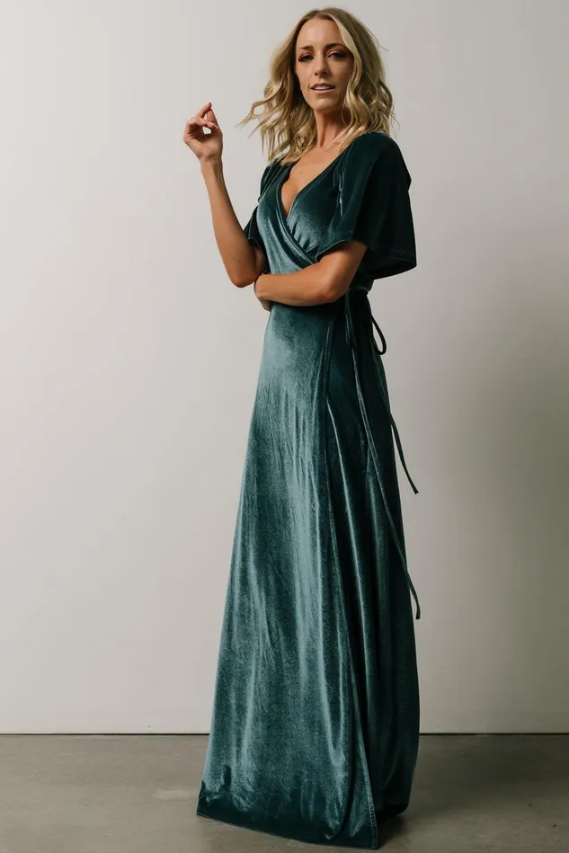 Baltic Born Wedding Guest Women Meghan Velvet Wrap Maxi Dress Persian Blue Baltic Born Wedding Guest Women Meghan Velvet Wrap Maxi Dress Persian Blue