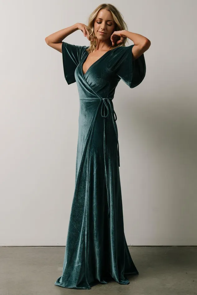 Baltic Born Wedding Guest Women Meghan Velvet Wrap Maxi Dress Persian Blue Baltic Born Wedding Guest Women Meghan Velvet Wrap Maxi Dress Persian Blue