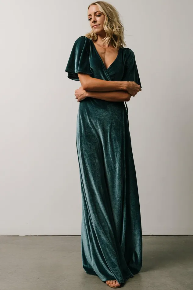 Baltic Born Wedding Guest Women Meghan Velvet Wrap Maxi Dress Persian Blue Baltic Born Wedding Guest Women Meghan Velvet Wrap Maxi Dress Persian Blue