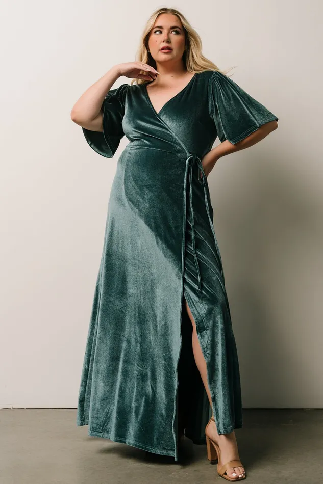 Baltic Born Wedding Guest Women Meghan Velvet Wrap Maxi Dress Persian Blue Baltic Born Wedding Guest Women Meghan Velvet Wrap Maxi Dress Persian Blue