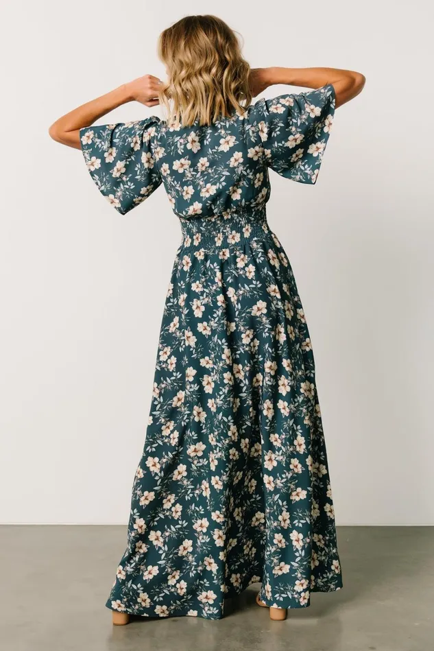 Baltic Born Wedding Guest Women Verona Smocked Maxi Dress Slate Floral Baltic Born Wedding Guest Women Verona Smocked Maxi Dress Slate Floral
