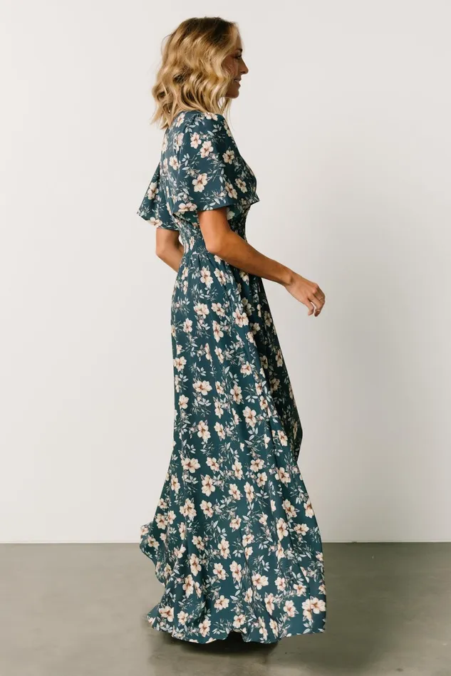 Baltic Born Wedding Guest Women Verona Smocked Maxi Dress Slate Floral Baltic Born Wedding Guest Women Verona Smocked Maxi Dress Slate Floral
