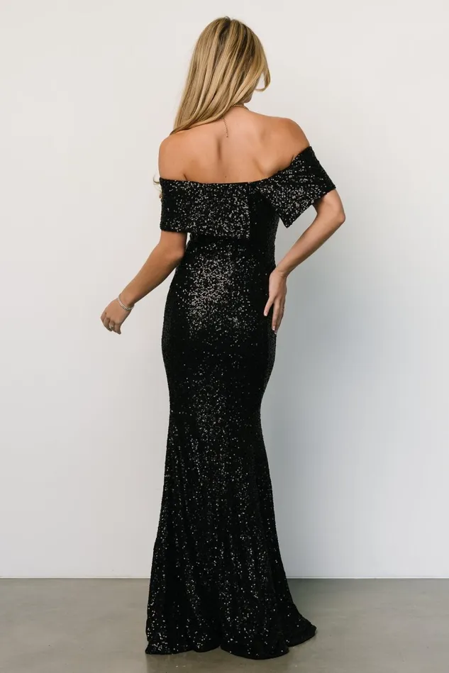 Baltic Born Wedding Guest Women Yvonne Off Shoulder Sequin Gown Black Baltic Born Wedding Guest Women Yvonne Off Shoulder Sequin Gown Black