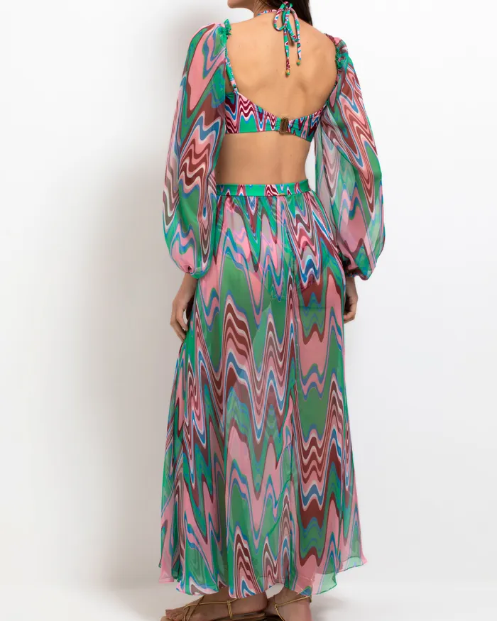 Beach Dresses Women PatBO Wave Long Sleeve CutOut Dress FINAL SALE