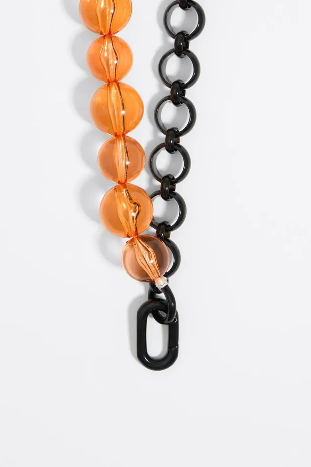 Beaded Necklace And Black Lacquer Chain Yellow Women Bimba Y Lola Necklaces Beaded Necklace And Black Lacquer Chain Yellow Women Bimba Y Lola Necklaces