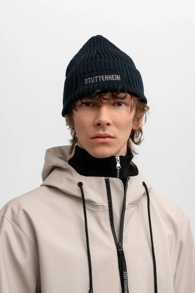 Beanies Women Stutterheim Logo Beanie Navy