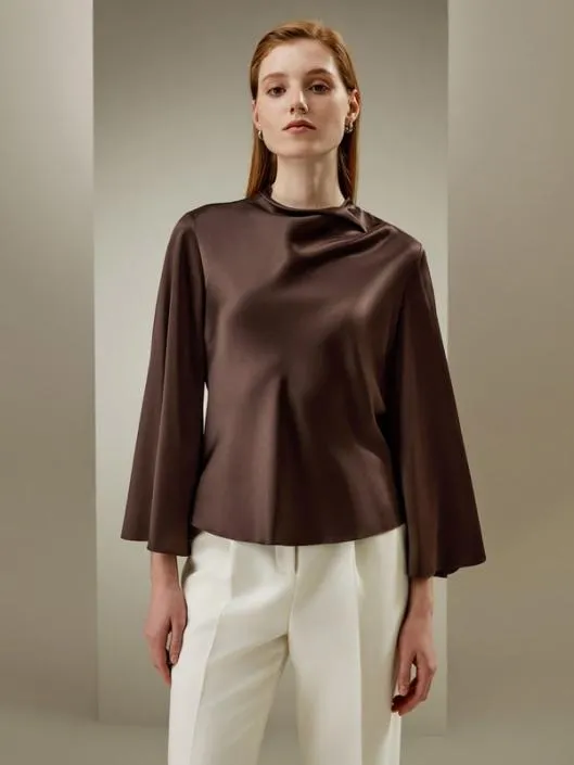 Bell Sleeves Minimalist Silk Top Women Blouses Lilysilk Shirts