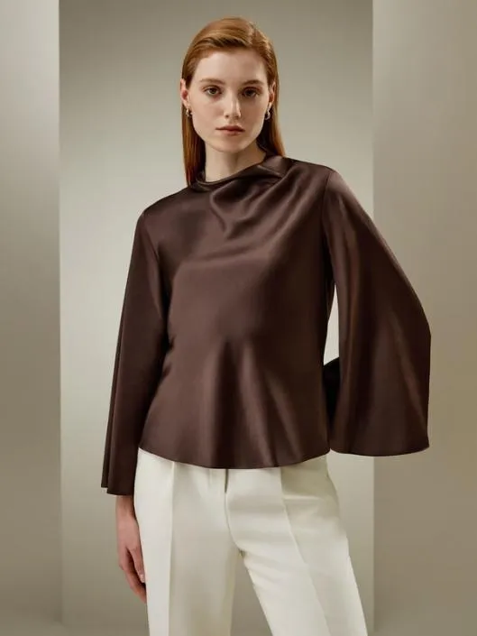 Bell Sleeves Minimalist Silk Top Women Blouses Lilysilk Shirts