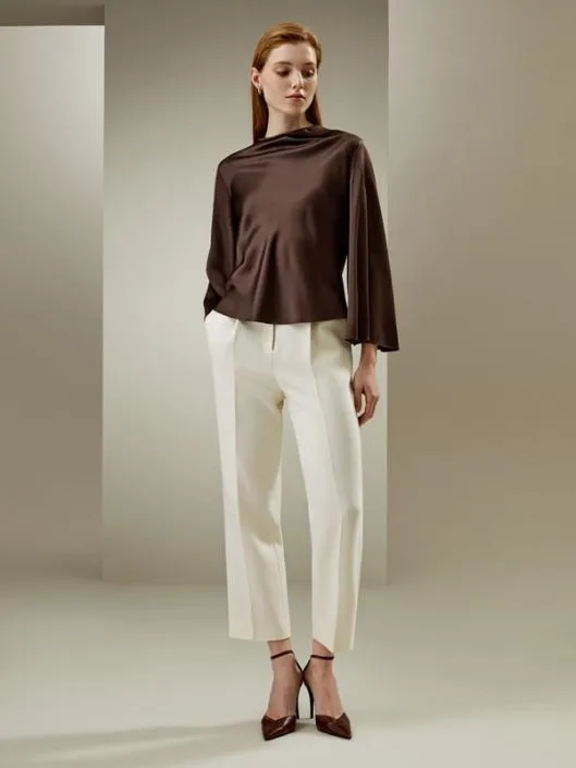 Bell Sleeves Minimalist Silk Top Women Blouses Lilysilk Shirts