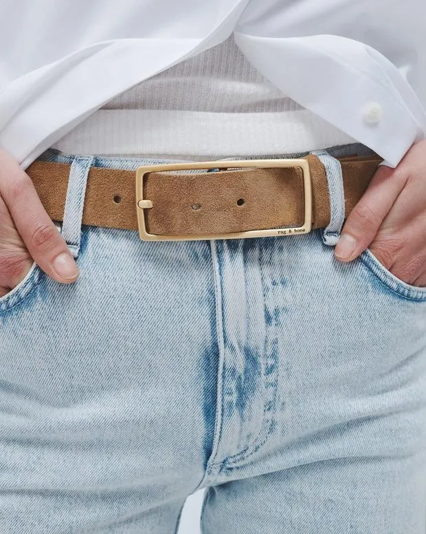 Belts Women Rag and Bone Rebound Suede Belt Camel