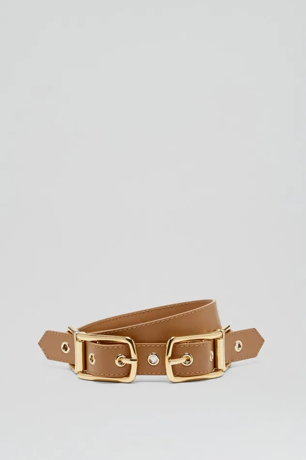 Belts Women Scanlan Theodore TWIN SADDLE BUCKLE BELT 25 Camel Belts Women Scanlan Theodore TWIN SADDLE BUCKLE BELT 25 Camel