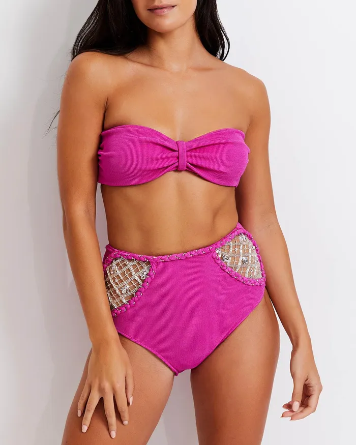 Bikinis Women PatBO HandBeaded Knit Bikini Bottom X Harrods Exclusive