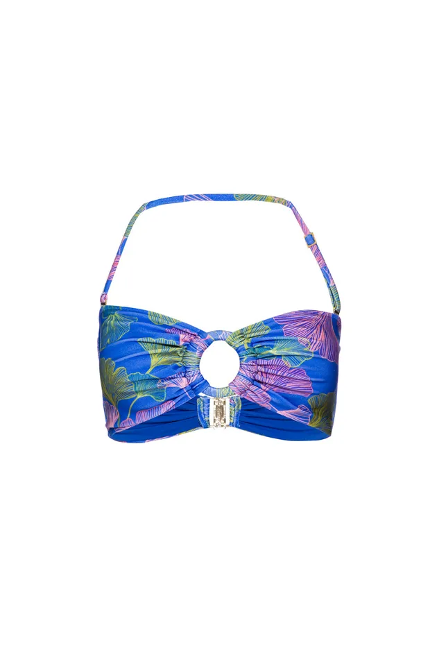 Bikinis Women PatBO Ocean Leaf Bandeau Bikini Top FINAL SALE