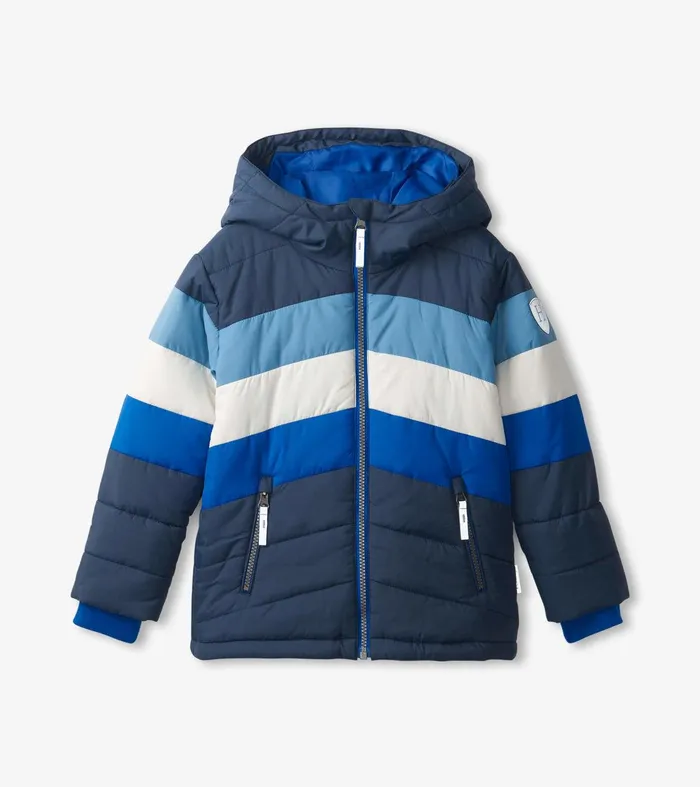 Black and Blue Kids Puffer Jacket Hatley