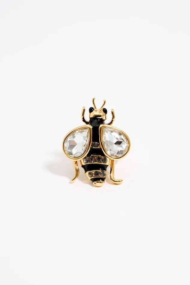 Black Bee Ring With Crystals Black Women Bimba Y Lola Jewelry