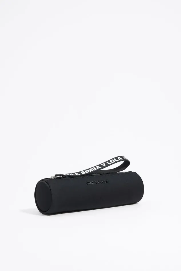 Black Nylon Cylindrical Makeup Case Black Women Bimba Y Lola Vanity Pouches