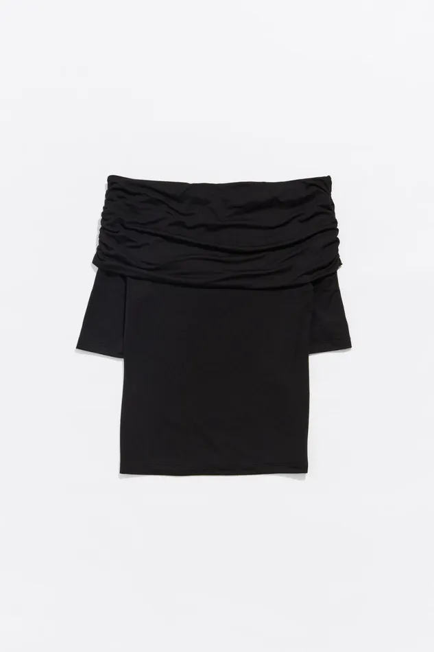 Black Offshoulder Tshirt Black Women Bimba Y Lola TShirts Black Offshoulder Tshirt Black Women Bimba Y Lola TShirts