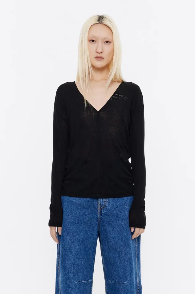 Black Silk Viscose Tshirt Black Women Bimba Y Lola TShirts