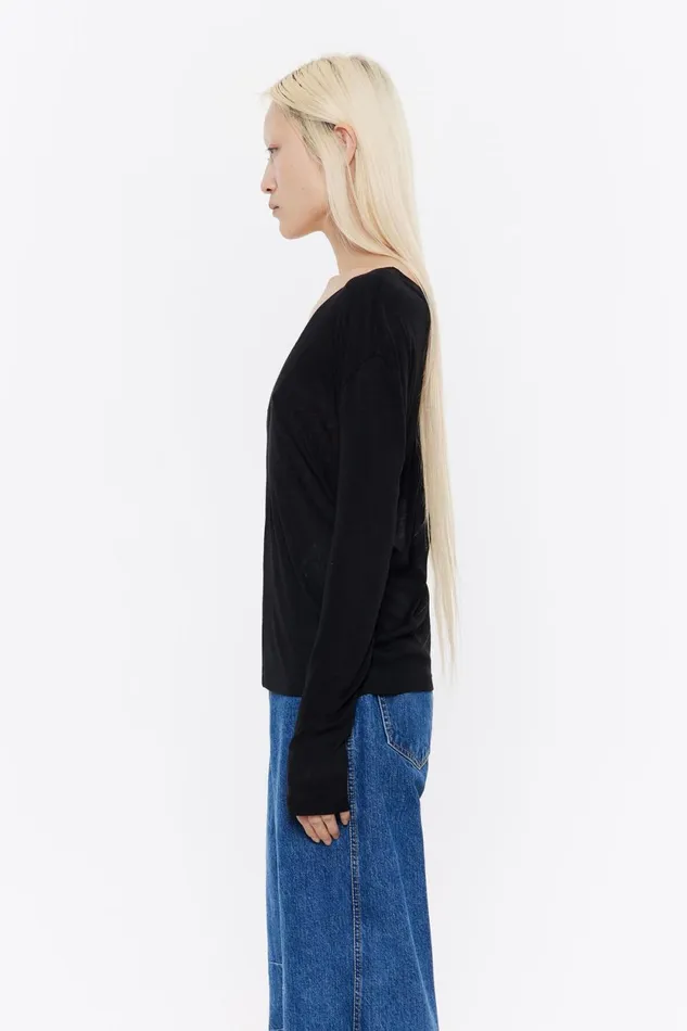 Black Silk Viscose Tshirt Black Women Bimba Y Lola TShirts Black Silk Viscose Tshirt Black Women Bimba Y Lola TShirts