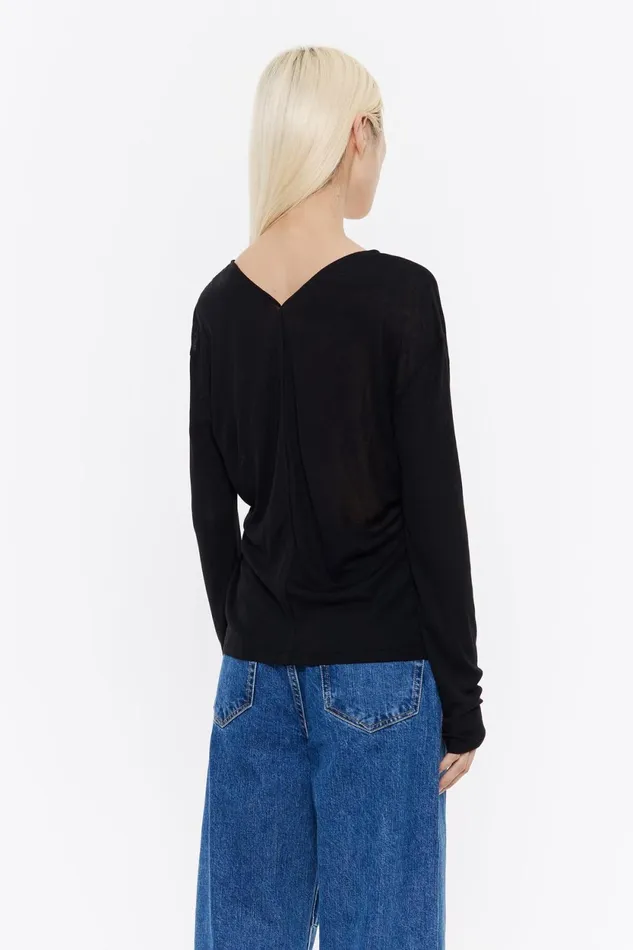 Black Silk Viscose Tshirt Black Women Bimba Y Lola TShirts Black Silk Viscose Tshirt Black Women Bimba Y Lola TShirts