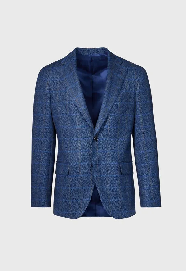 Blazers and Jackets Cashmere Herringbone Jacket Blue Paulstuart Mens