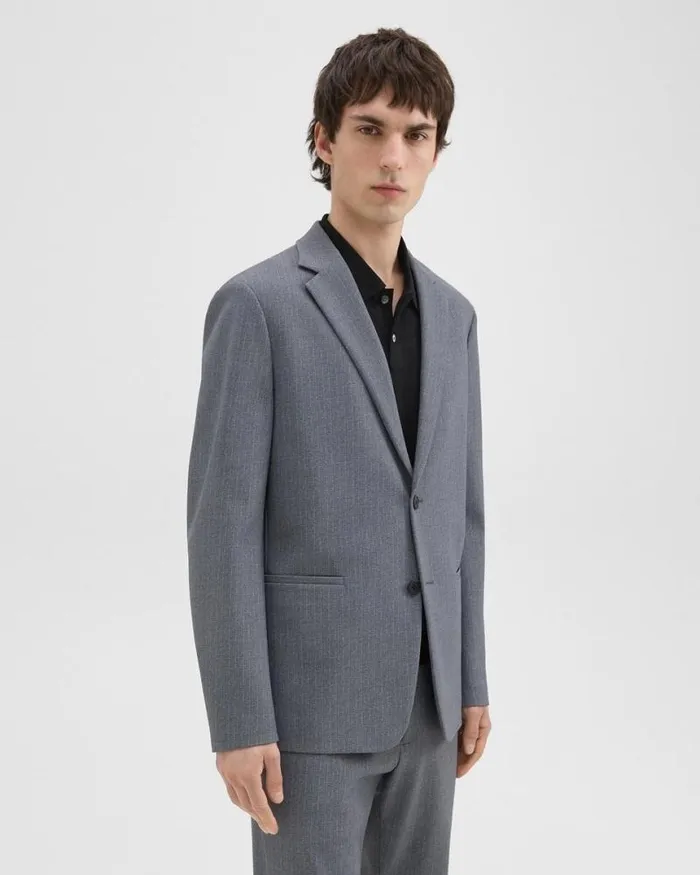 Blazers Jackets Men Theory Clinton Blazer In Herringbone Precision Ponte Grey Melange Blazers Jackets Men Theory Clinton Blazer In Herringbone Precision Ponte Grey Melange