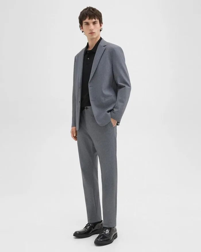 Blazers Jackets Men Theory Clinton Blazer In Herringbone Precision Ponte Grey Melange Blazers Jackets Men Theory Clinton Blazer In Herringbone Precision Ponte Grey Melange
