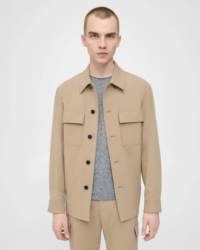 Blazers Jackets Men Theory Clyfford Shirt Jacket In Neoteric Twill Bark
