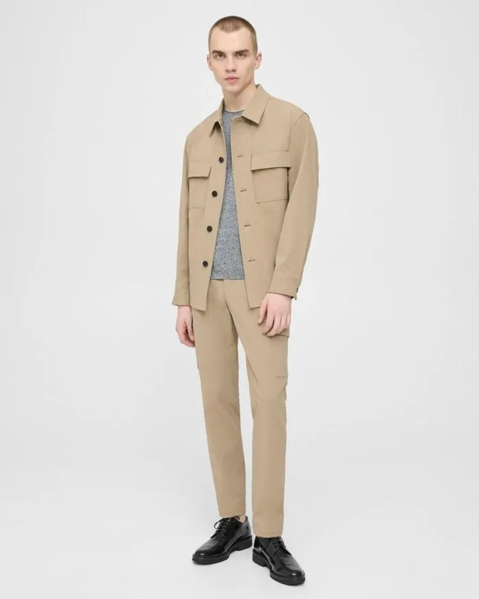 Blazers Jackets Men Theory Clyfford Shirt Jacket In Neoteric Twill Bark Blazers Jackets Men Theory Clyfford Shirt Jacket In Neoteric Twill Bark