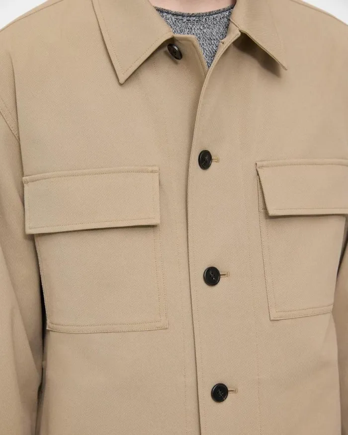 Blazers Jackets Men Theory Clyfford Shirt Jacket In Neoteric Twill Bark Blazers Jackets Men Theory Clyfford Shirt Jacket In Neoteric Twill Bark