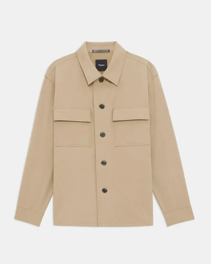 Blazers Jackets Men Theory Clyfford Shirt Jacket In Neoteric Twill Bark Blazers Jackets Men Theory Clyfford Shirt Jacket In Neoteric Twill Bark