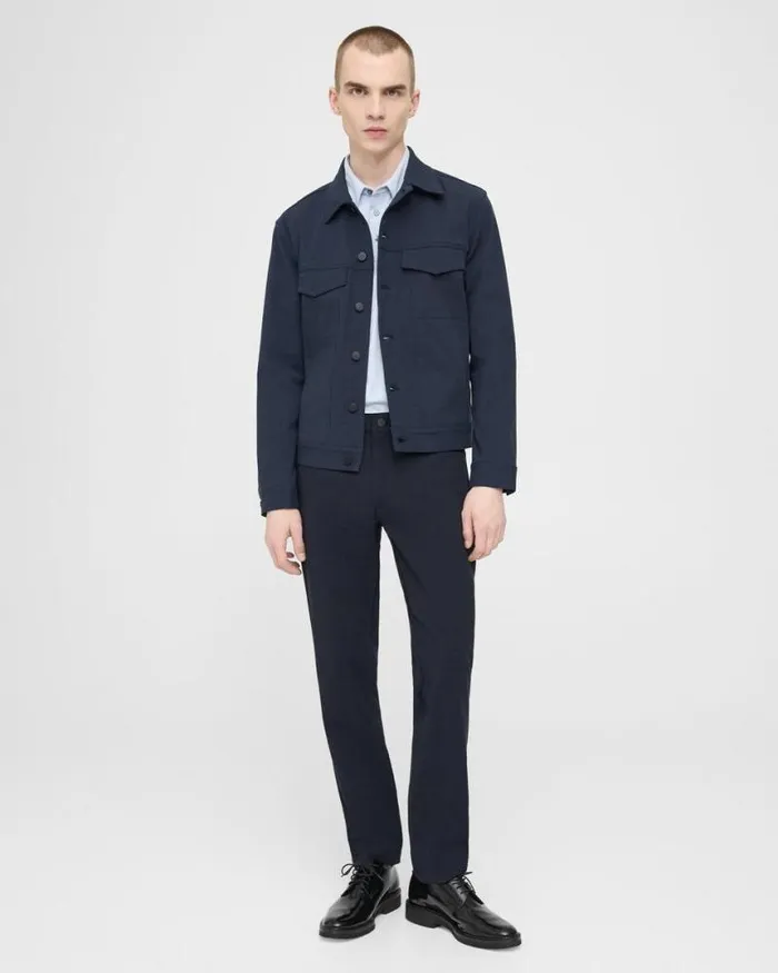 Blazers Jackets Men Theory River Trucker Jacket In Neoteric Twill Baltic Blazers Jackets Men Theory River Trucker Jacket In Neoteric Twill Baltic