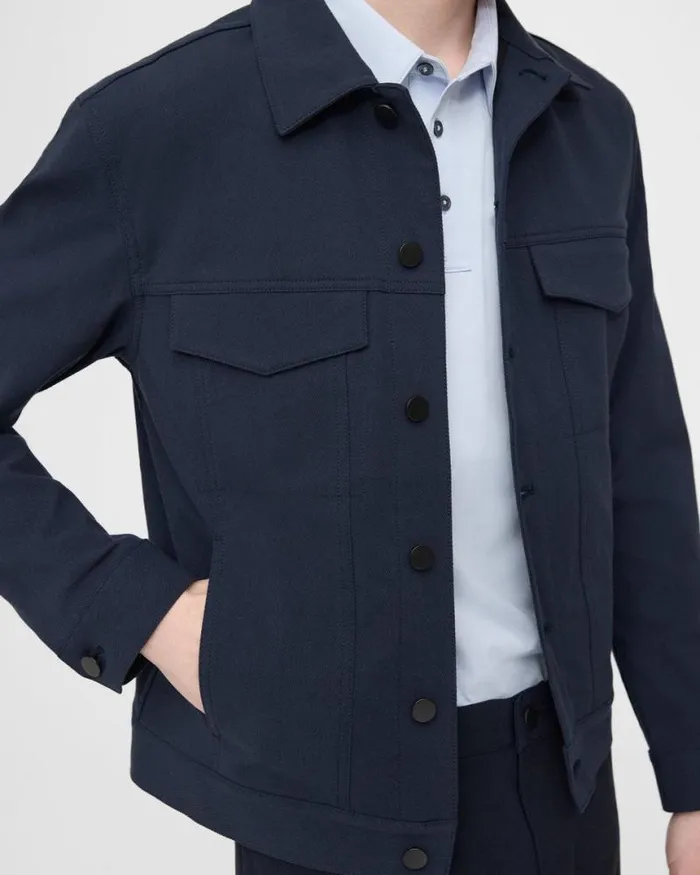 Blazers Jackets Men Theory River Trucker Jacket In Neoteric Twill Baltic Blazers Jackets Men Theory River Trucker Jacket In Neoteric Twill Baltic
