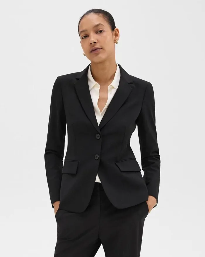 Blazers Jackets Women Theory Carissa Blazer In Good Wool Black